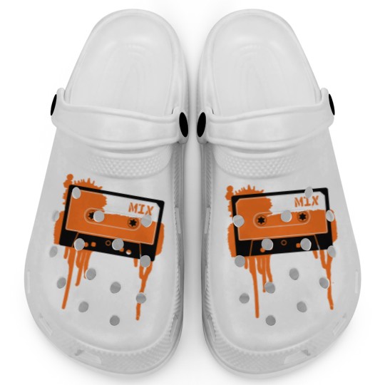 Discover Orange vintage cassette tape Clogs