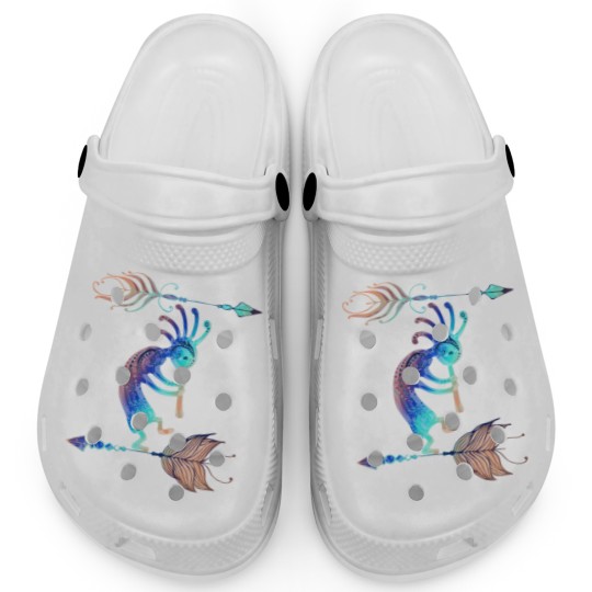 Discover Native American Kokopelli With Two Feathers 2 Clogs