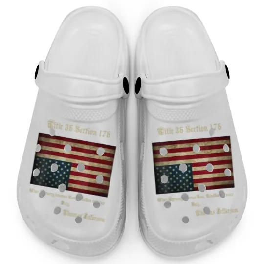 Discover American Flag Distress Upside Down Thomas Jefferson Patriot Clogs