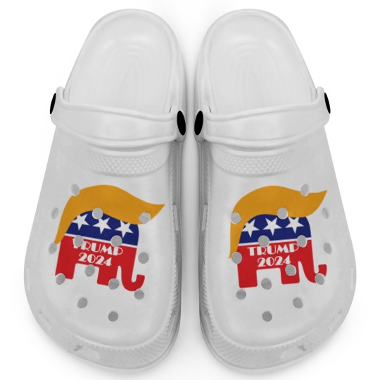 Discover Réélire le président Trump 2024 Republican Elephant Hair Logo classique Clogs