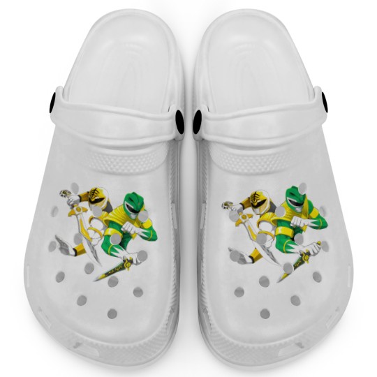 Discover Green and White Power Rangers Clogs