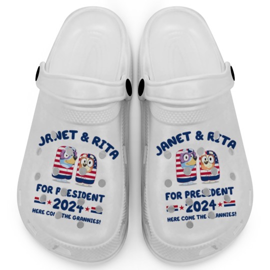 Discover Janet and Rita For President 2024 Election Clogs, BlueyDad Lovers Clogs