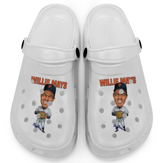 Discover Willie Mays Baseball Caricature Vintage Essential Clogs