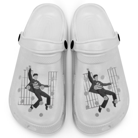 Discover Elvis Presley Jailhouse Rock Clogs Licensed Rock N Roll Music Clogs White