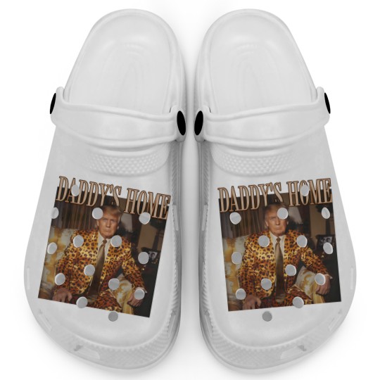 Discover Daddy's Home Trump Clogs Trump 2024 Leopard Funny MAGA Clogs