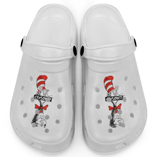Discover Seuss Geisel  CENSORED Cat in stovepipe hat Clogs