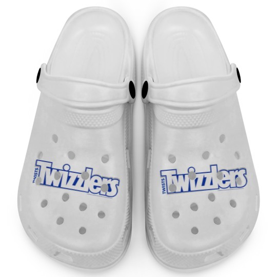 Discover Twizzlers Twists White Blue Logo Distressed Clogs