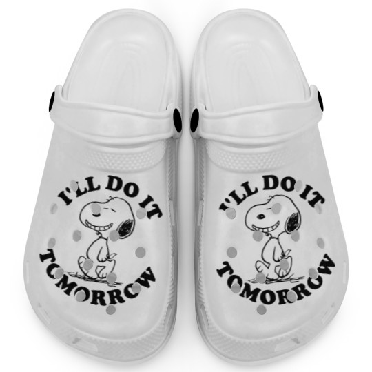 Discover Snoopy I'll Do It Tomorrow Clogs