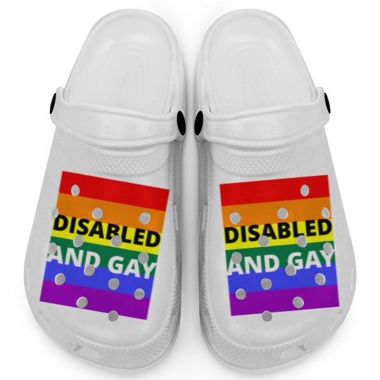 Discover Disabled  And Gay On Rainbow Background Clogs