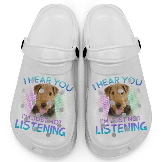 Discover Airedale Terrier I hear you not listening Clogs