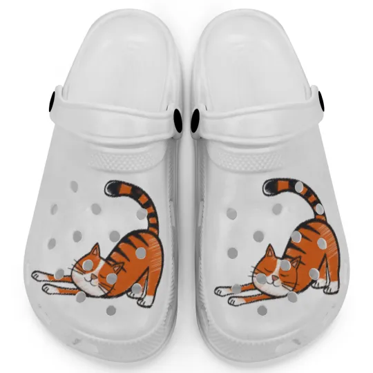 Discover Cute cat with black stripes and orange color Clogs