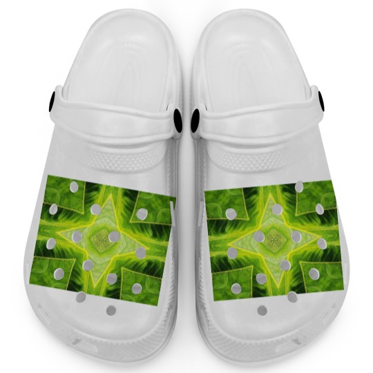 Discover ABSTRACT PAINTED GEOMETRIC ART BREADFRUIT PATTERN. Clogs