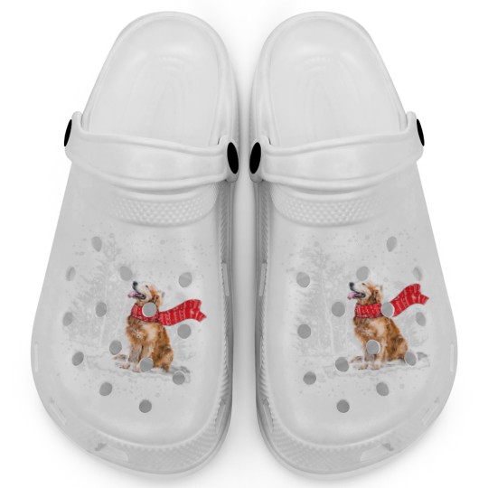 Discover Golden Retriever Is Watching The Snow Falls Christ Clogs