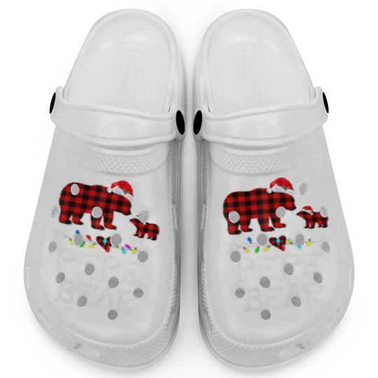 Discover Red Plaid Pepe Bear Clogs