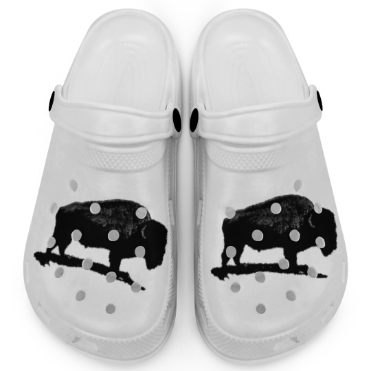 Discover Black & White Buffalo Clogs