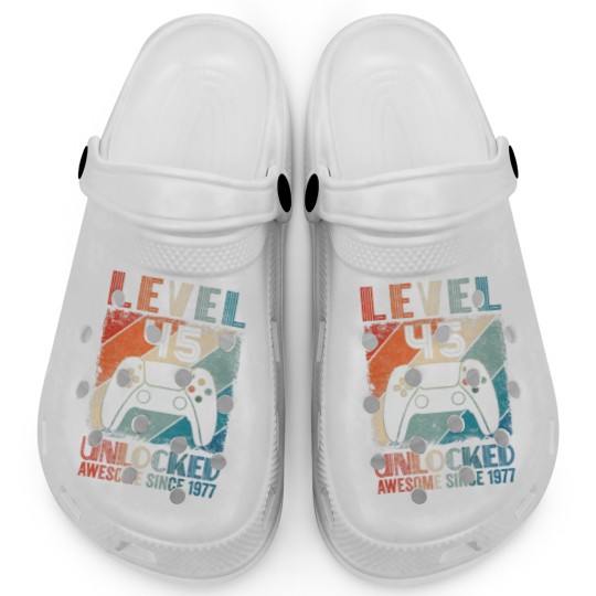 Discover Vintage Level 45 Unlocked Video Gamer Awesome Sinc Clogs