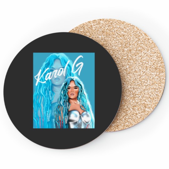 Discover Rectangle Karol  with Blue Hair Illustration Coasters