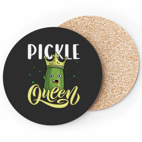 Discover Pickle Queen Shirt Cucumber Pickle Jar Funny Coasters