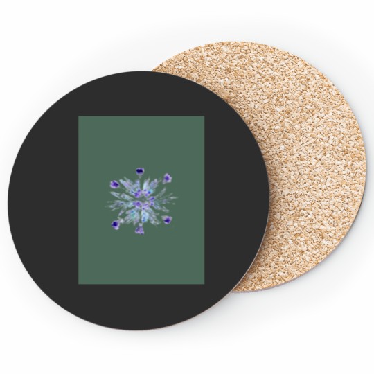 Discover _Snowflake_ nature print (green background) Graphic Coasters
