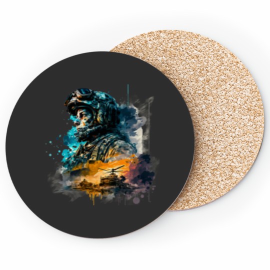Discover Soldier watercolor print Coasters