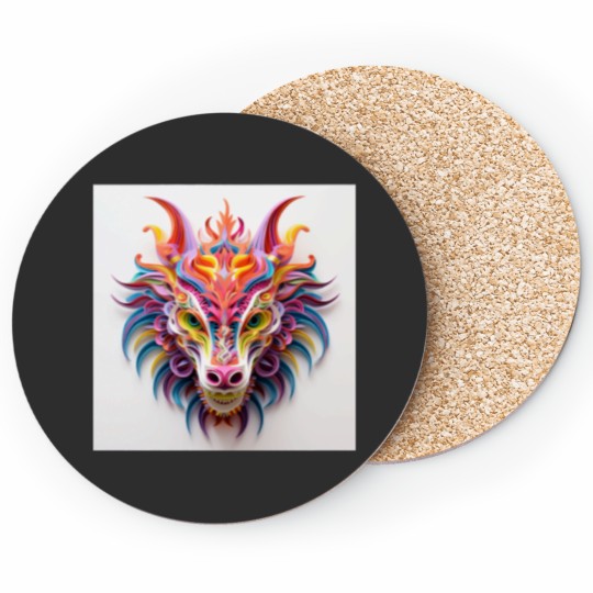 Discover Alebrije, paper quilling, dragon, lion inspired (1) Coasters