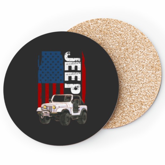 Discover -Jeep-American Flag-Jeep- Coasters