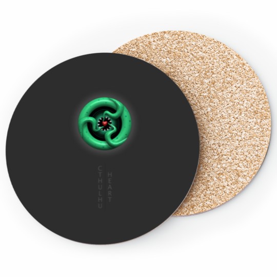 Discover Cthulhu Heart with text Coasters