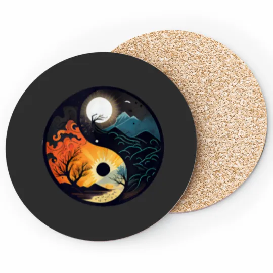 Discover Yin Yang Day Amp Night Bonsai Clouds Waves Mount Coasters