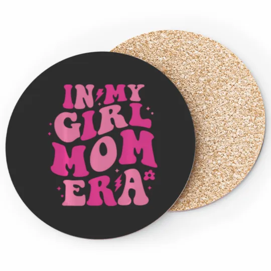 Discover in my girl mom era on back sweat Coasters