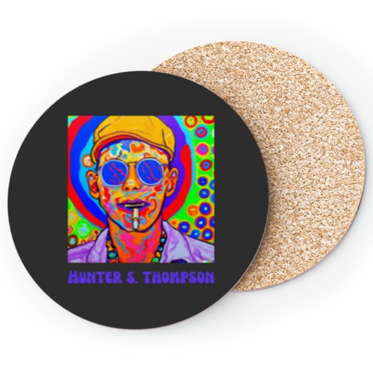 Discover Hunther S. Thompson Trippy Portrait Design Coasters
