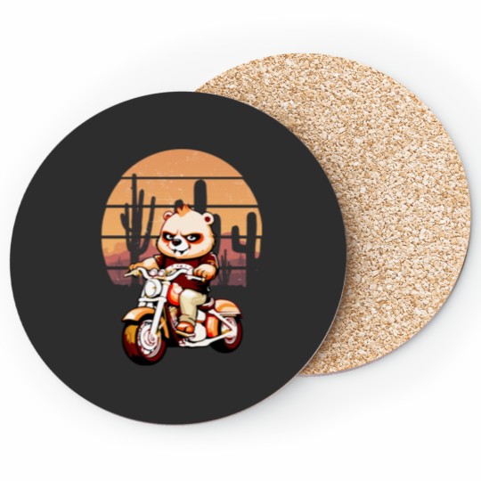 Discover Bear  Riding Motorcycle Coasters