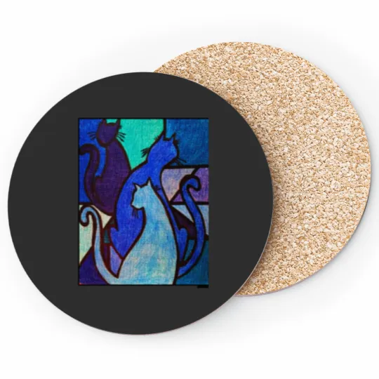 Discover Three Blue Cats Coasters