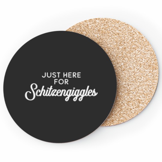 Discover Oktoberfest Here for Schitzengiggles Funny Bache Coasters
