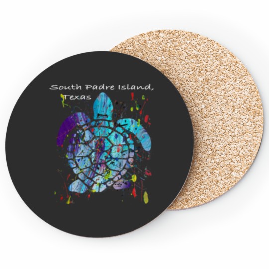 Discover Beach Design South Padre Island Beach, Texas Abstract Sea Turtle Coasters