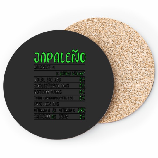 Discover Jalapeño Calories 4 Shirt - Vintage Tshirt Coasters