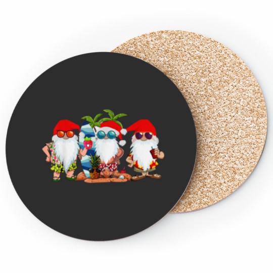 Discover Cute Hawaiian Three Gnomes Christmas In July Summer Vacation Coasters