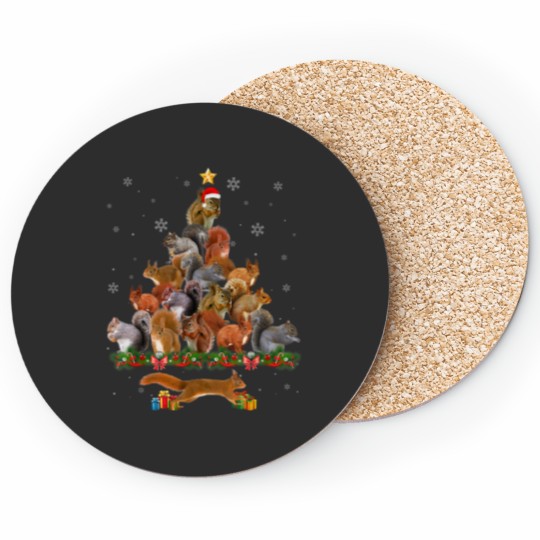 Discover Cute Squirrel Christmas Tree Gift Decor Xmas Tree Coasters