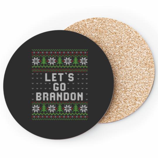 Discover Let 39 S Go Brandon Ugly Christmas Sweater Coasters