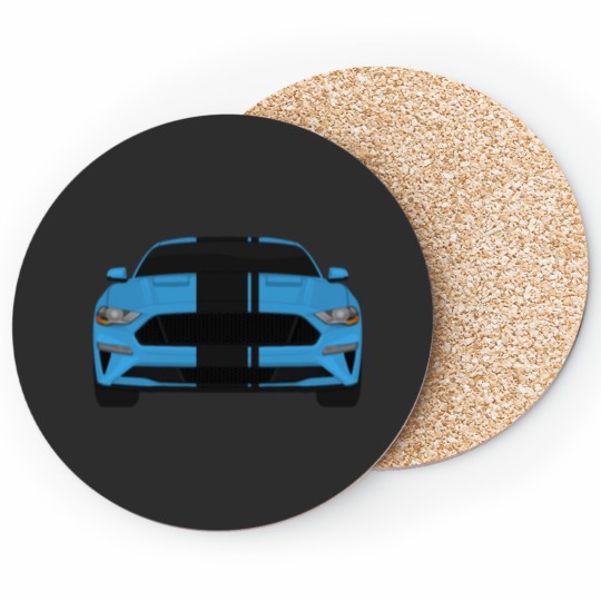 Discover Mustang GT Velocity-Blue + Black Stripes Coasters