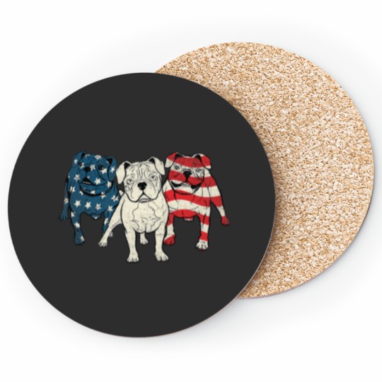 Discover USA American English Bulldog 2Animal Dog Lover Puppy Owner Coasters