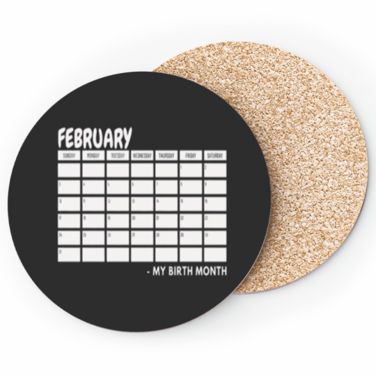 Discover Birth Month - February Black Coasters