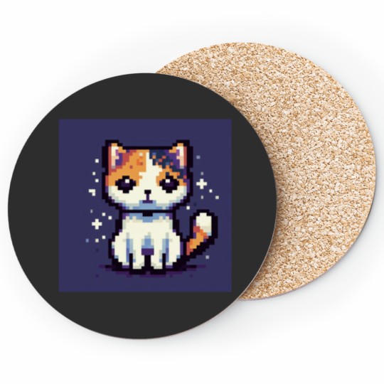 Discover Pixel Calico Cat Coasters