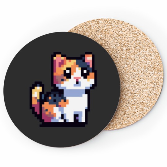 Discover Pixel Calico Cat Coasters