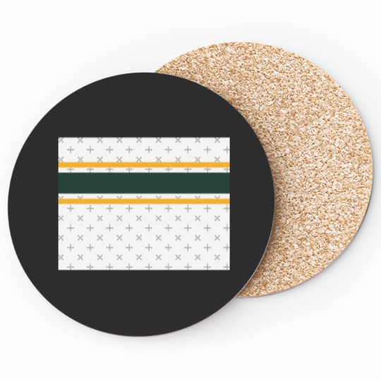 Discover White, Green, &amp Gold Power Stripe Coasters
