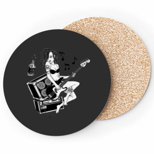 Discover Girl Singer Guitar Rock Coasters
