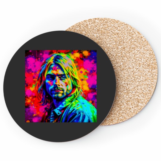 Discover Kurt Cobain pallet knifea painting style Coasters