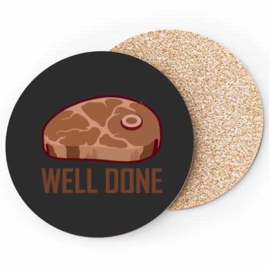 Discover Well done steak bbq matching food gift for men women kids Sticker Coasters