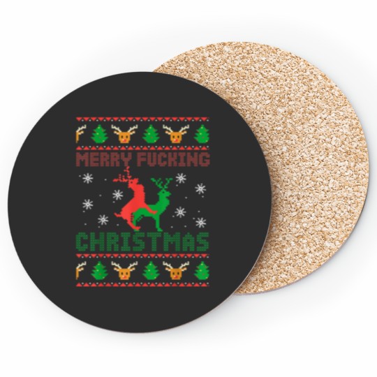 Discover Funny Ugly Christmas Sweater Men Women Adult Fun Xmas Coasters