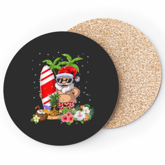 Discover Christmas In July Santa Hawaiian Surfing Summer Surf Coasters