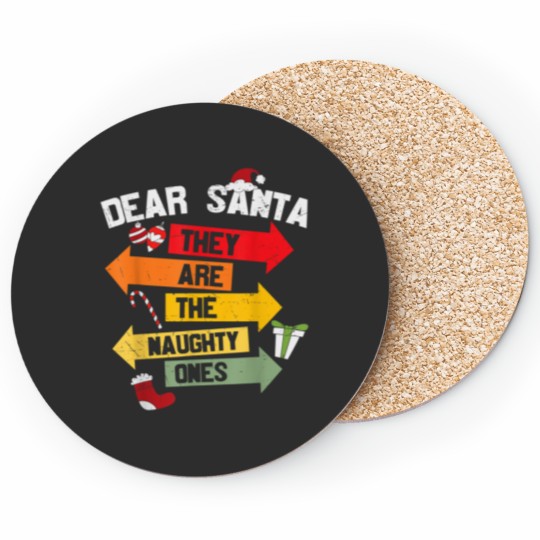 Discover Dear Santa They Are The Naughty Ones Christmas Xmas Funny Coasters